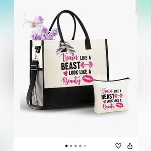 Stylish Black and White Tote Bag Set